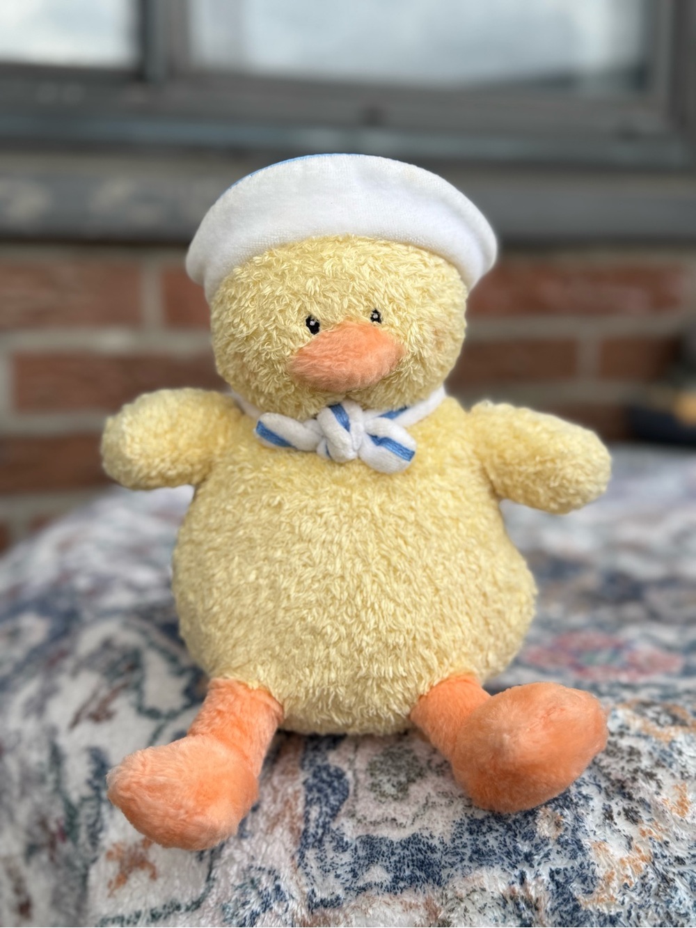Vintage Baby GUND Little Quack-Ups Duck Plush Wind Up Toy 58167 Sailor Hat